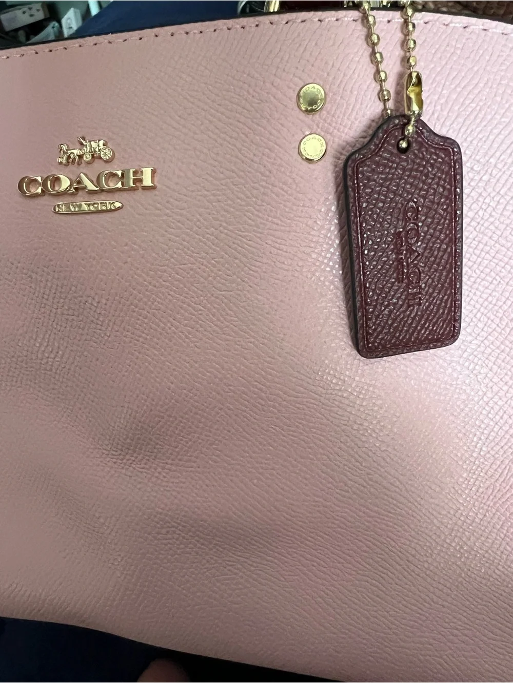 Coach Pink Mini Satchel with Dark Brown Handles *New*